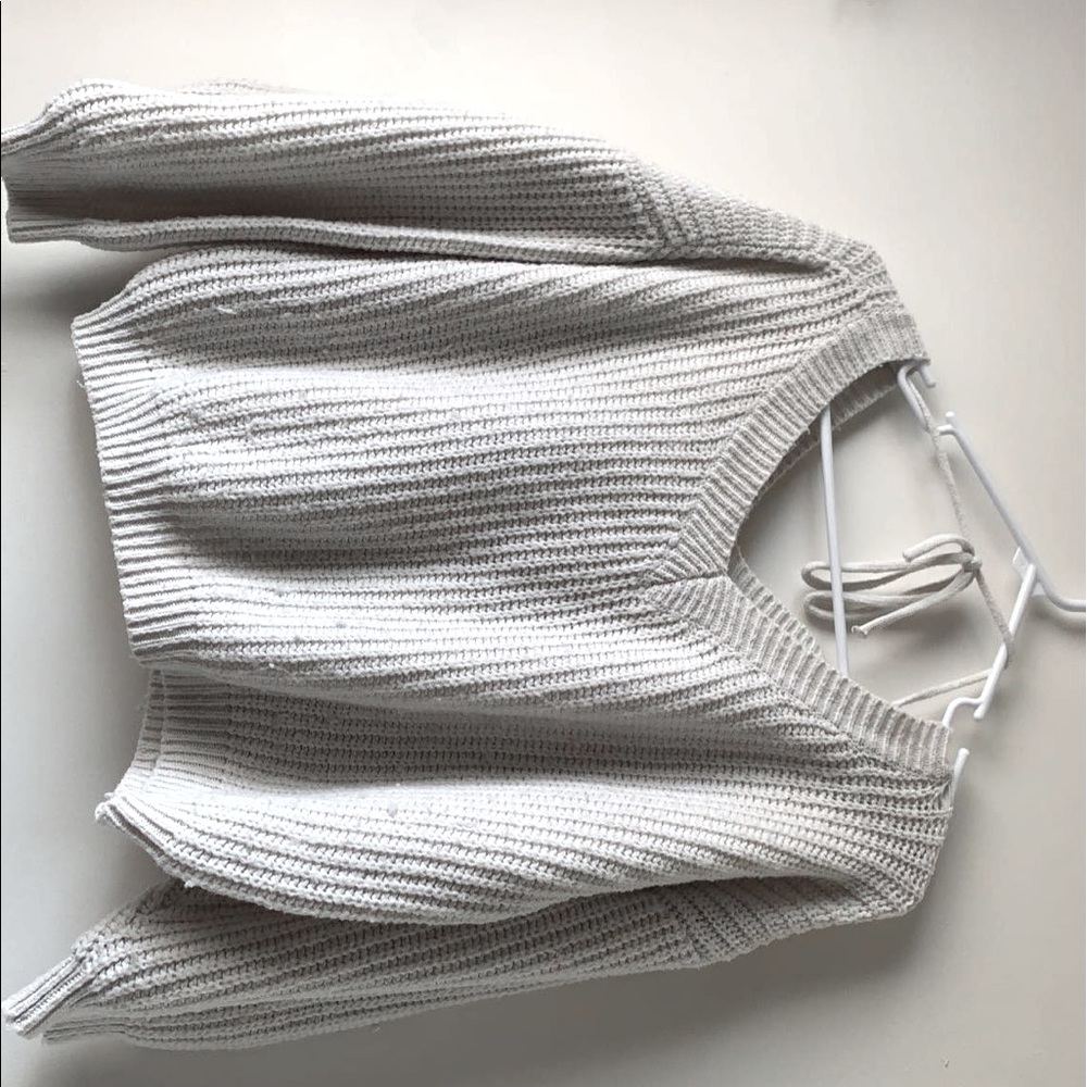 White Crochet Cropped Sweater